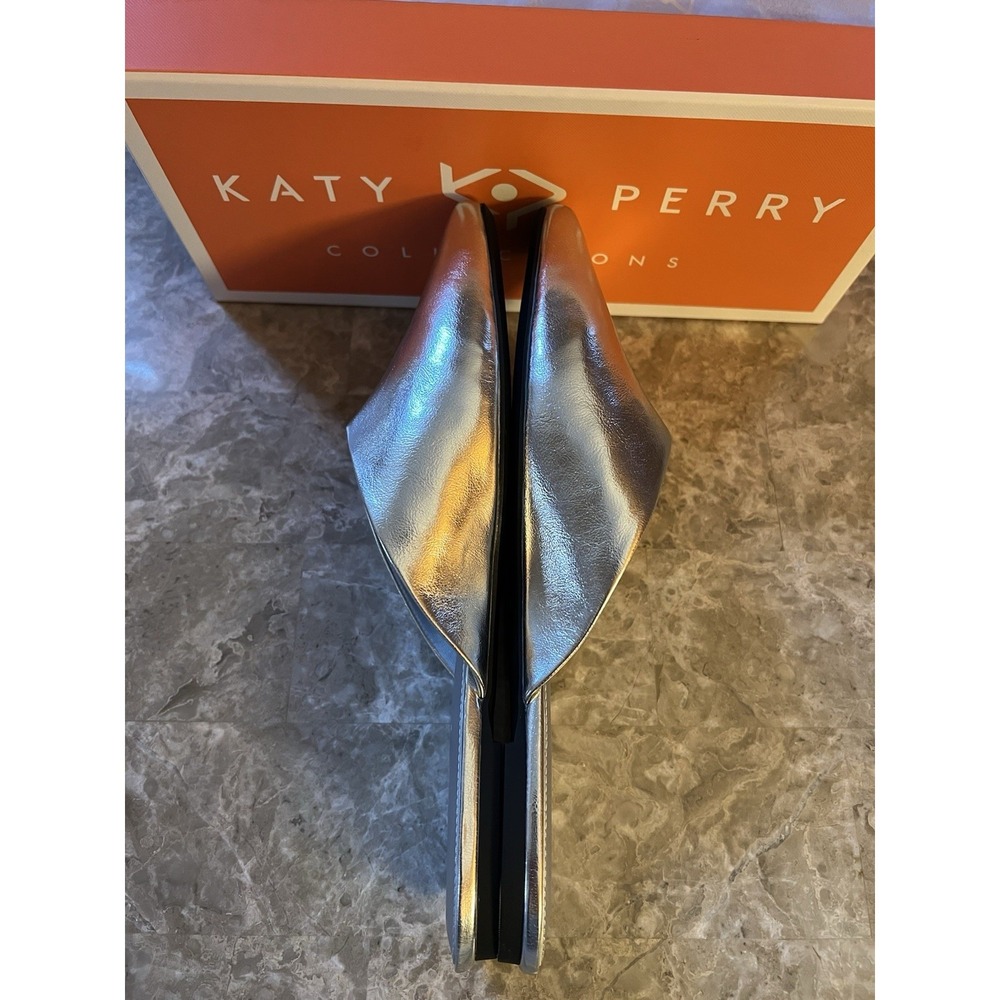 Katy Perry Women's Size 8 Evie Mule Textured Faux Nappa SILVER Slide Shoes NEW - Picture 4 of 6